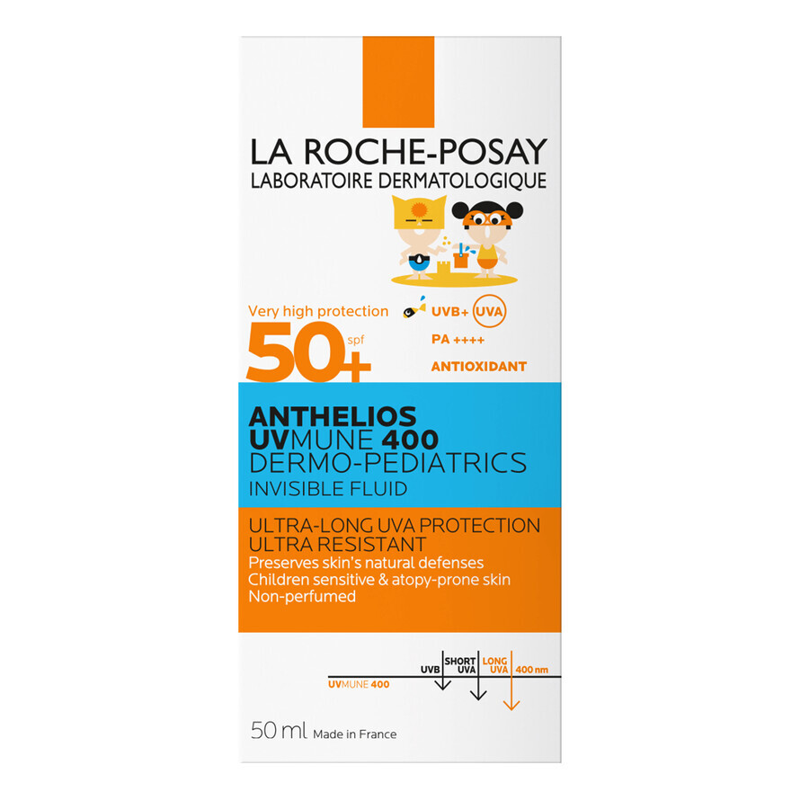 La Roche-Posay Anthelios UVMune 400 Dermo-Pediatrics, beschermingsvloeistof voor het gezicht van kinderen, SPF 50+, 50 ml