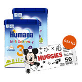 Humana 3 Little Explorers Milk Powder Set After 12 Months 2 x 650g + Wet Wipes 56 Free