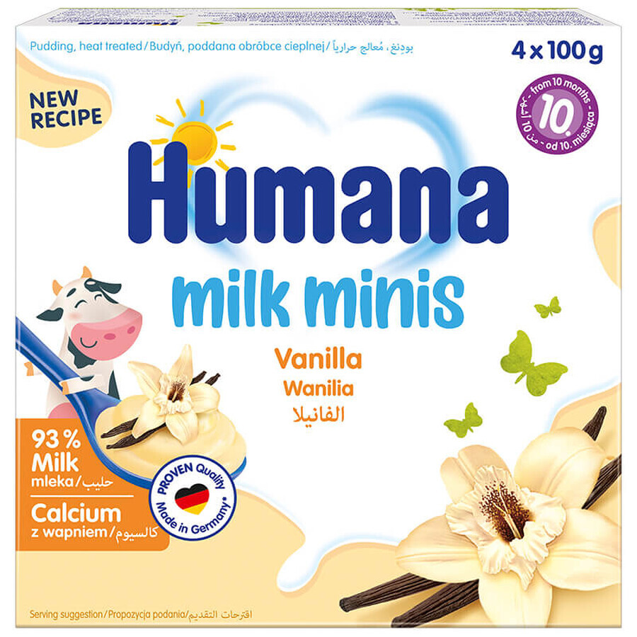 Humana Milk Minis Dessert, vanillepudding, na 10 maanden, 4 x 100 g