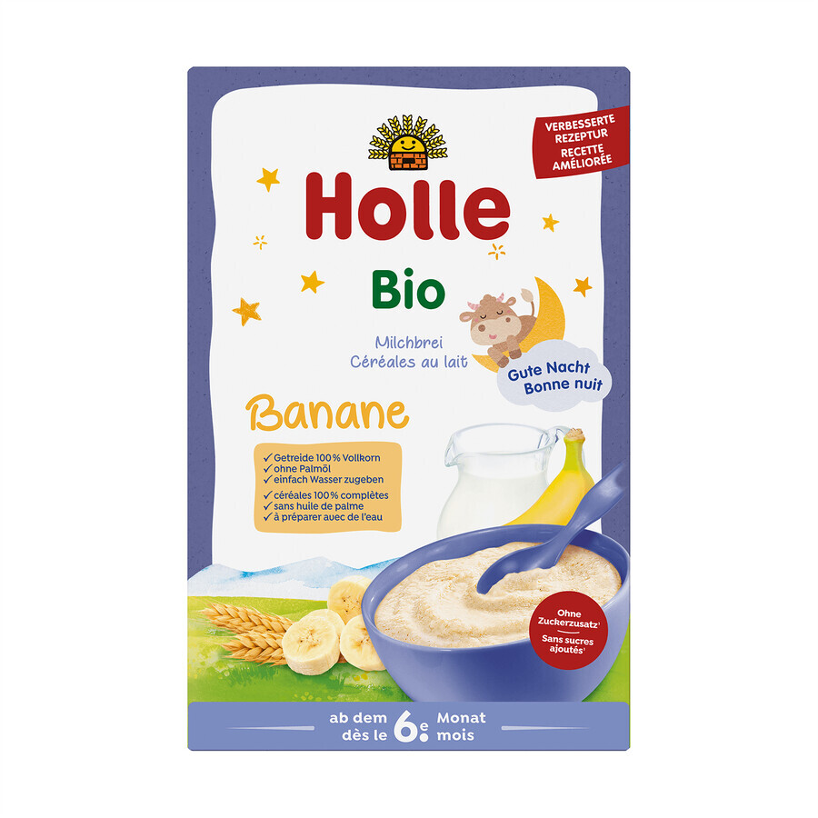 Holle Melk en Bananenpap Bio, volkoren, na 6 maanden, 250 g