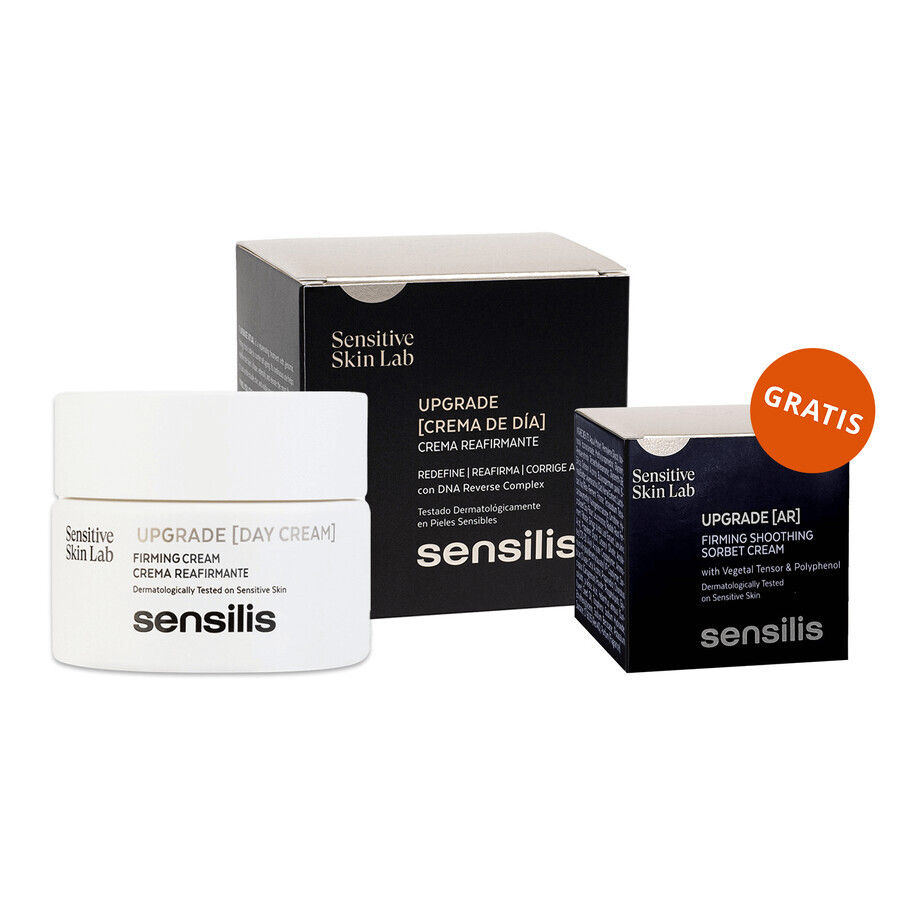 Sensilis Upgrade, verstevigende en rimpelcorrigerende dagcrème, 50 ml + Upgrade AR, verstevigende en verzachtende sorbetcrème, 5 ml gratis