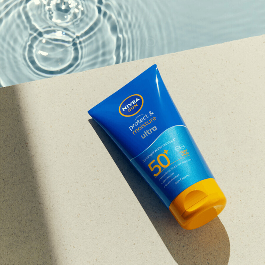 Nivea Sun Protect &amp; Moisture, Loțiune solară ultrahidratantă, SPF 50+, 150 ml