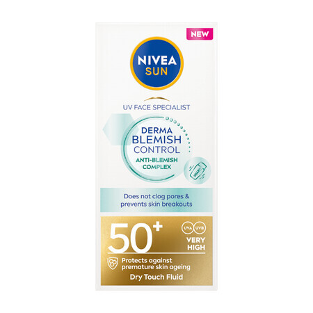 Nivea Sun Derma Skin Clear, fluid pentru față, SPF 50+, 40 ml