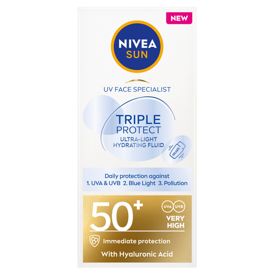 Nivea Sun Tripple Protect, gezichtsvloeistof, SPF 50+, 40 ml