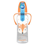 Canpol Babies, schlanke Flasche mit Griff, Cute Animals, 11/845, orange, ab 12 Monaten, 250 ml