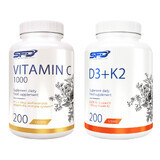 Set SFD Vitamine C 1000, 200 tabletten + D3 + K2, 200 tabletten