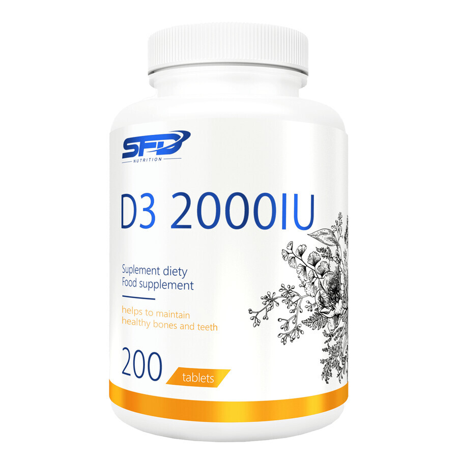 SFD D3 set 2000 UI, vitamina D 50 µg, 2 x 200 comprimidos