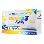 Set Omega 3 K2 + D3 di Allnutrition, olio di pesce 1000 mg + vitamina K 100 µg + vitamina D 2000 UI, 2 x 30 capsule