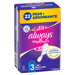 Always Platinum, Damenbinden mit Flügeln, Größe 3, Day &amp; Night, 22 Stück