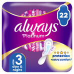 Always Platinum, Damenbinden mit Flügeln, Größe 3, Day &amp; Night, 22 Stück