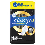 Always Ultra, serviettes hygiéniques avec ailettes, taille 4, Secure Night, 24 pièces