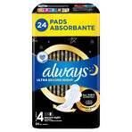 Always Ultra, serviettes hygiéniques avec ailettes, taille 4, Secure Night, 24 pièces