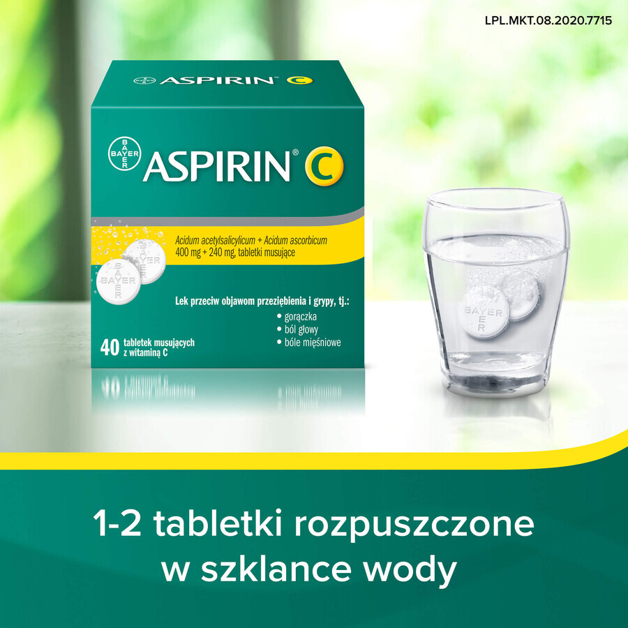 Aspirin C 400 mg + 240 mg, 40 effervescent tablets