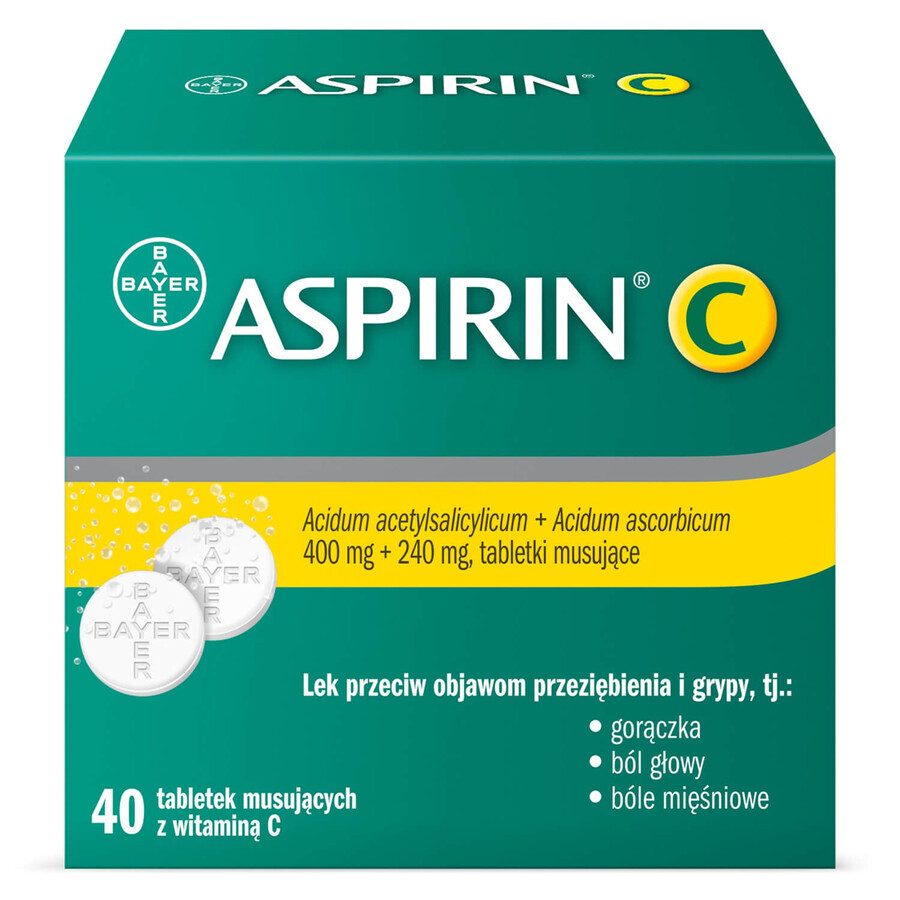 Aspirin C 400 mg + 240 mg, 40 effervescent tablets