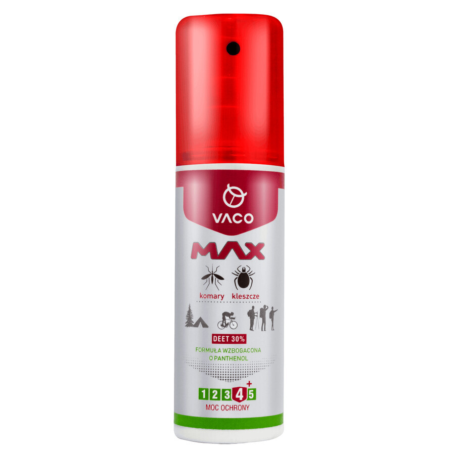 Vaco Max, mosquito and tick liquid, with panthenol, DEET 30%, 80 ml