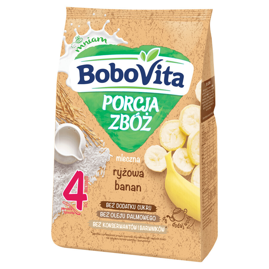 BoboVita Porcja Zbóż Rijstpap, banaan, melk, zonder toegevoegde suiker, na 4 maanden, 210 g