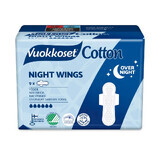 Vuokkoset Cotton, Night Wings sanitary napkins, Night Wings, 9 pieces