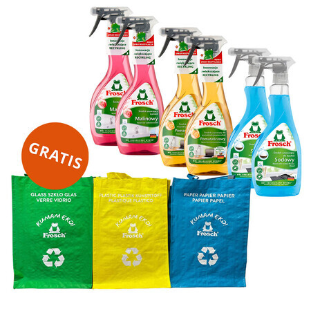 Frosch Set Descaling Solution 2 x 500ml + Detergent 2 x 500ml + Kitchen Detergent 2 x 500ml + Recycling Bags 3 Free