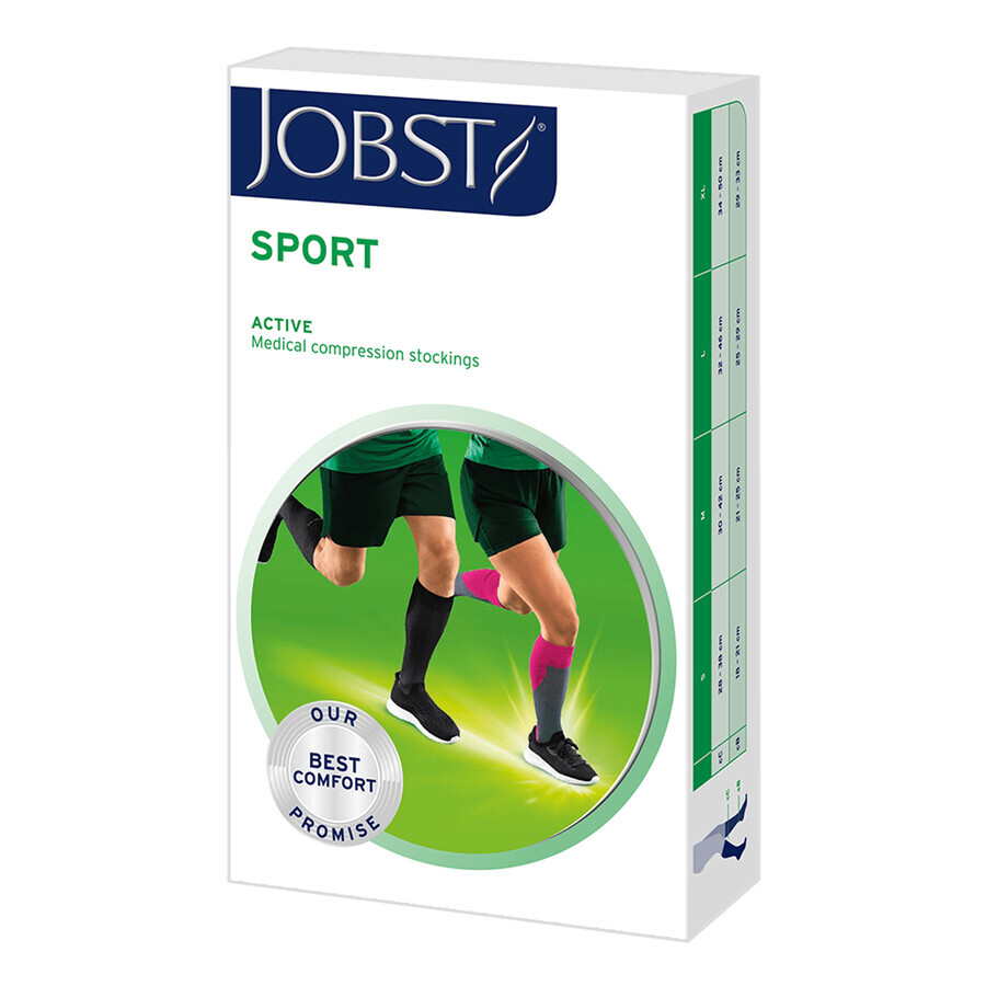 Jobst Sport, sportcompressiekniekousen, 20-30 mmHg, maat M, grijs/grafiet