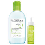 Set Bioderma Sebium, ser netezitor anti-îmbătrânire, 30 ml + loțiune micelară pentru ten gras, mixt, cu tendință acneică, 250 ml