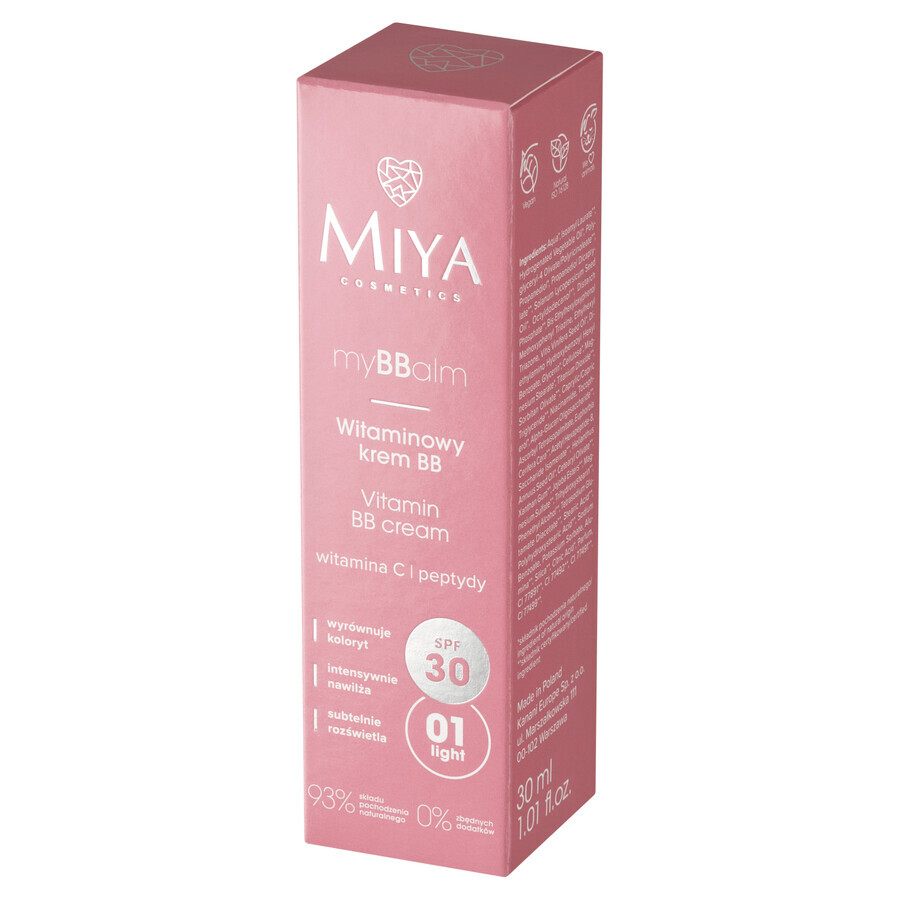 Miya myBBalm, Vitamin BB Creme, SPF 30, 01 leicht, 30 ml