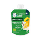 Gerber Organic Plant-Tastic Dessert in een tube, mango en kweepeer met kokosmousse, zonder toegevoegde suiker, na 6 maanden, 80 g