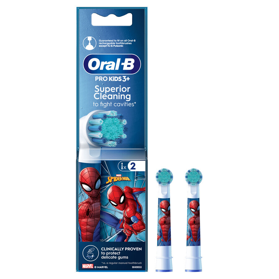 Oral-B Pro Kids, elektrische tandenborstel tips, Spiderman, vanaf 3 jaar, ultra zacht, 2 stuks