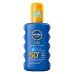 Nivea Sun Kids Protect &amp; Care Set, Spray de protecție pentru copii, SPF 50+, 200 ml + Cremă de protecție pentru față, SPF 50, 50 ml + Loțiune de protecție solară, SPF 30, 30 ml gratuit