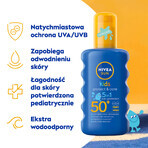 Nivea Sun Kids Protect &amp; Care Set, Spray de protecție pentru copii, SPF 50+, 200 ml + Cremă de protecție pentru față, SPF 50, 50 ml + Loțiune de protecție solară, SPF 30, 30 ml gratuit