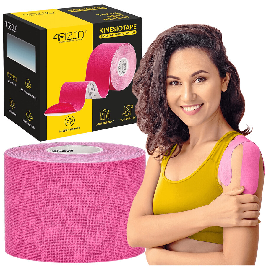 4Fizjo, kinesiotaping tape, roze, 5 cm x 5 m