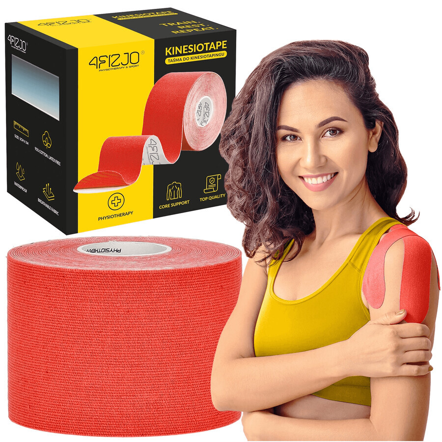 4Fizjo, kinesiotaping tape, red, 5 cm x 5 m