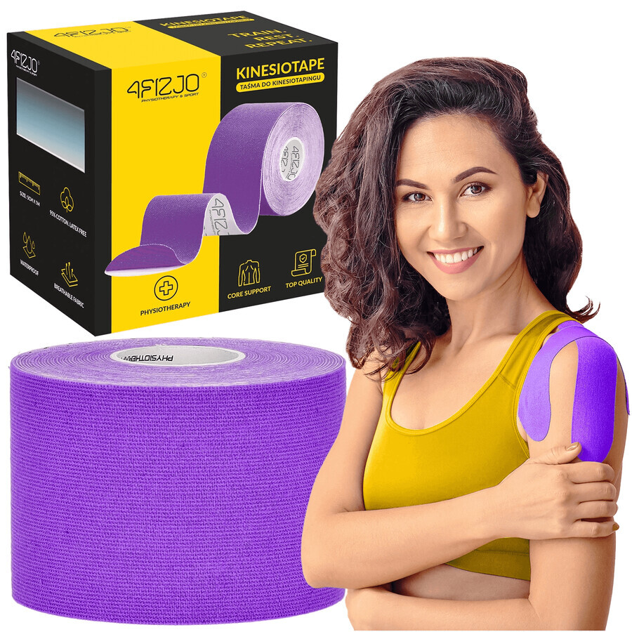 4Fizjo, kinesiotaping tape, purple, 5 cm x 5 m