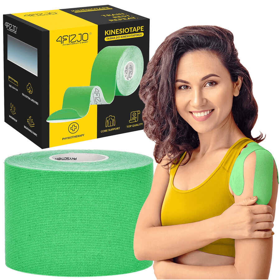 4Fizjo, kinesiotaping tape, green, 5 cm x 5 m