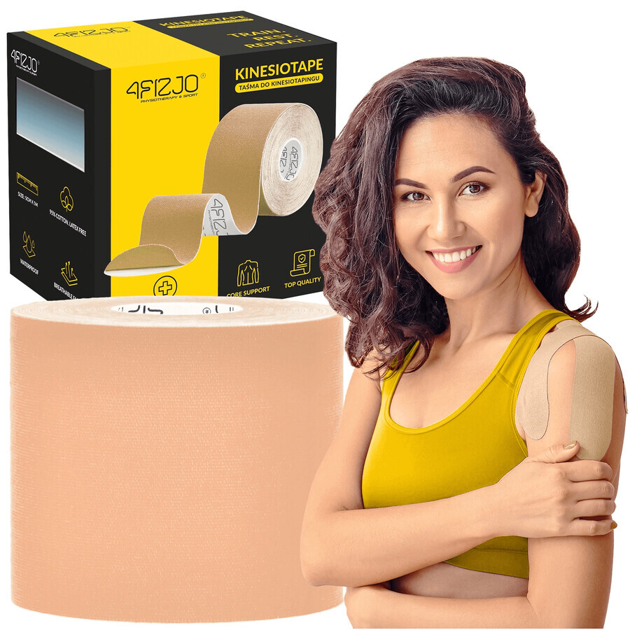 4Fizjo, kinesiotaping tape, beige, 7.5 cm x 5 m