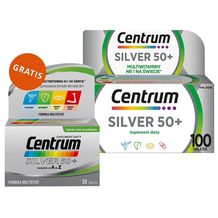 Centrum Silver 50+, 100 tabletten + Centrum Silver 50+, 30 tabletten gratis