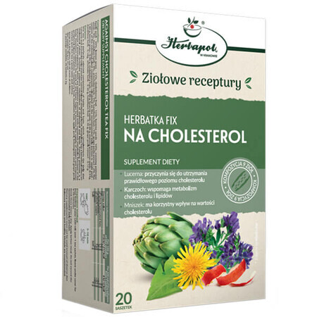 Herbapol Na Cholesterol, kruiden-fruit fix thee, 2 g x 20 sachets