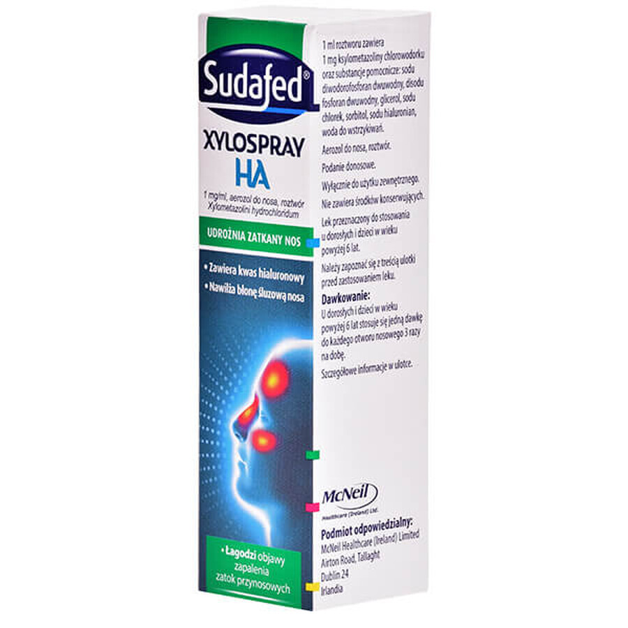 Sudafed XyloSpray HA 1 mg/ml, spray nazal pentru copii de la 6 ani și adulți, 10 ml