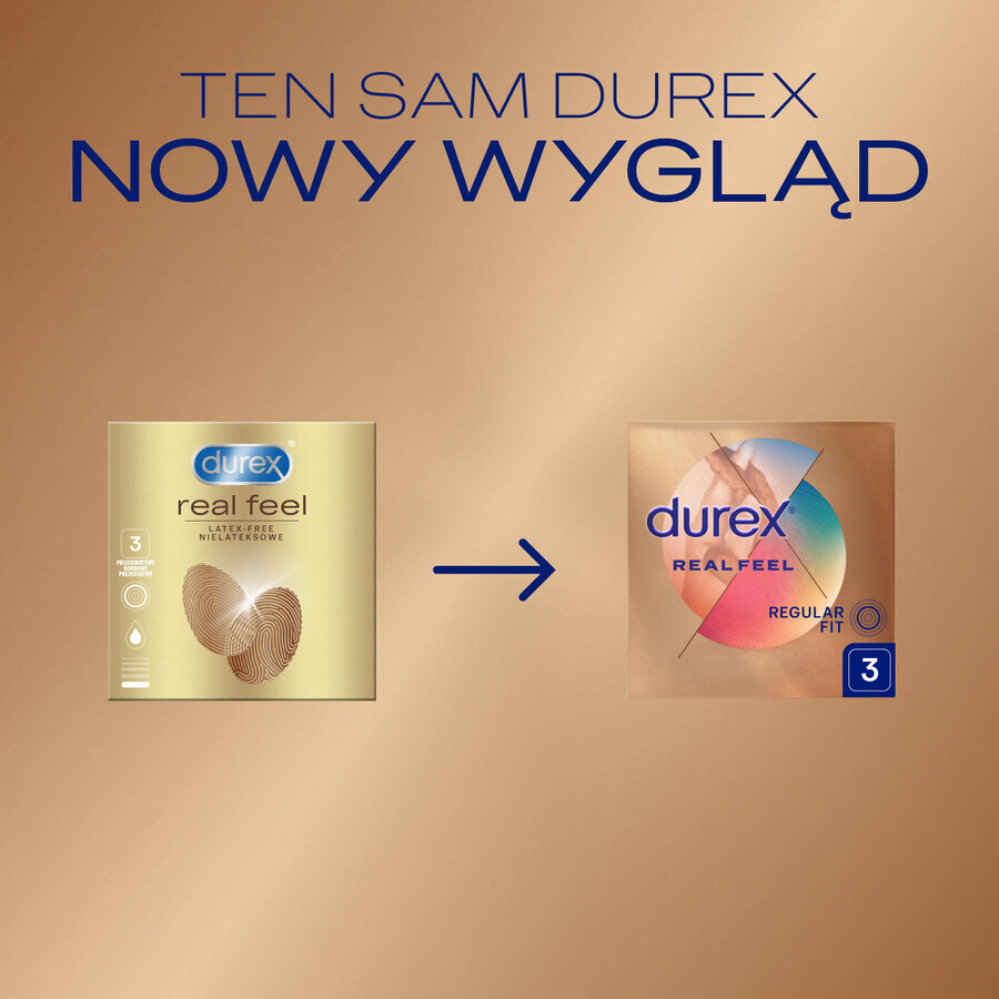 Durex Real Feel, gladde latexvrije condooms, 3 stuks