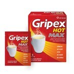 Gripex Hot Max 1000 mg + 100 mg + 12,2 mg, 8 pliculețe