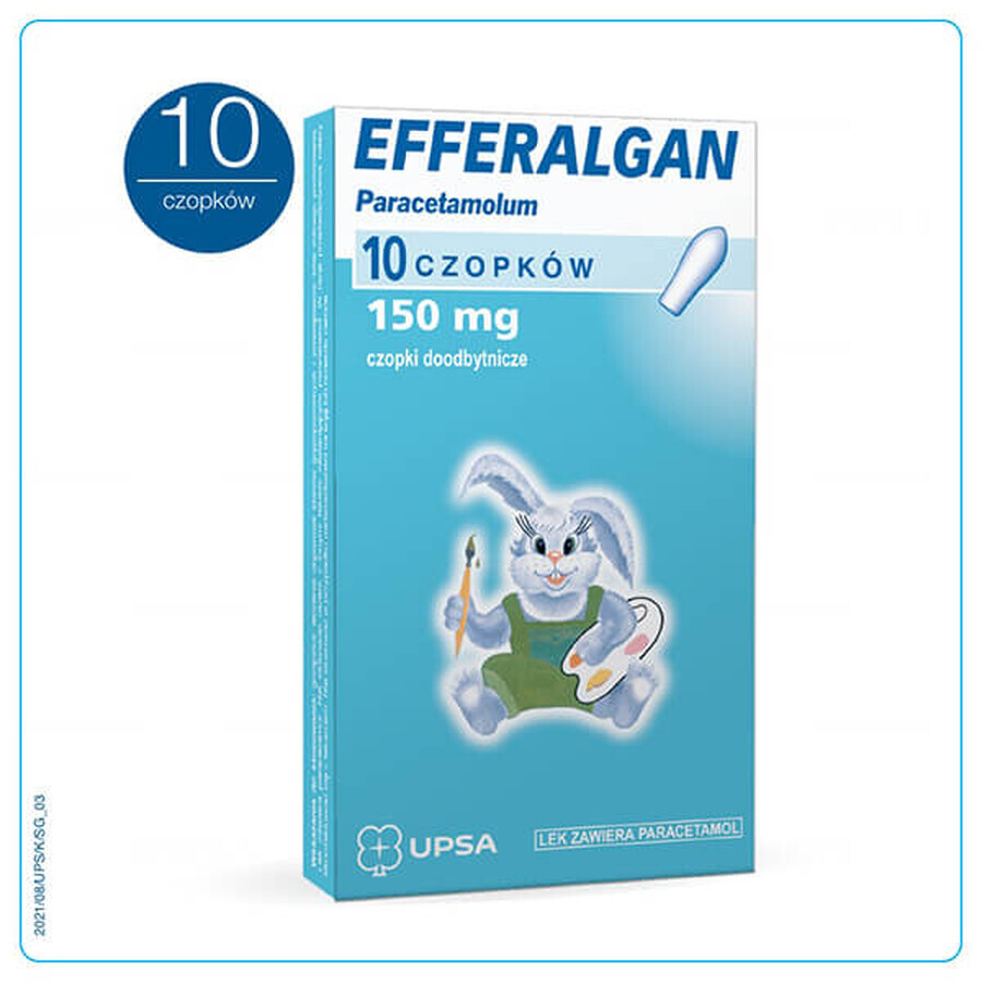 Efferalgan 150 mg, rectale zetpillen, 10 stuks