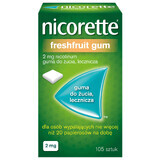 Nicorette FreshFruit Gum 2 mg, kauwgom, medicinaal, 105 stuks