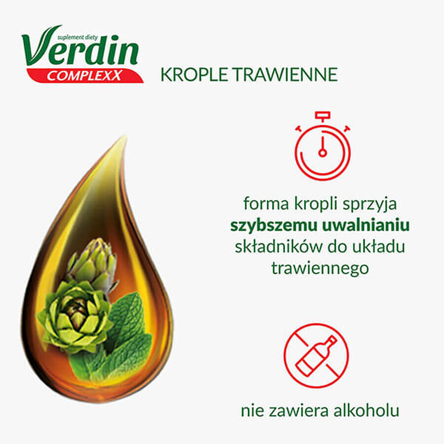 Verdin Complexx, gotas digestivas, sin alcohol, 40 ml