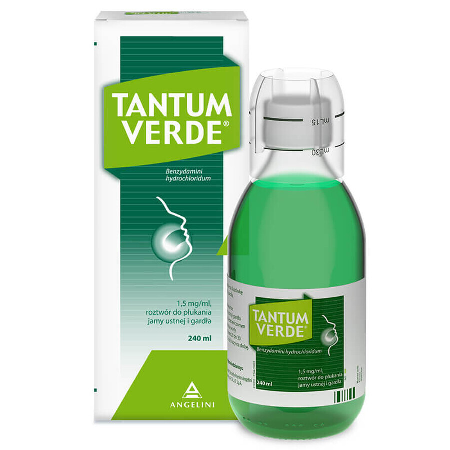 Tantum Verde 1,5 mg/ml, soluție de clătire pentru gură și gât, 240 ml