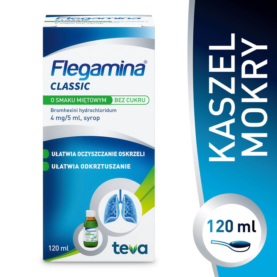 Flegamina Classic cu aromă de mentă fără zahăr 4 mg/ 5 ml, sirop, 120 ml