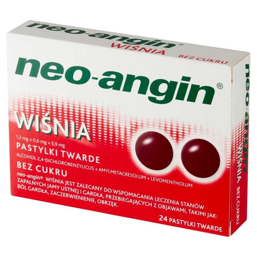 Neo-Angin Kers 1,2 mg + 0,6 mg + 5,9 mg, 24 harde zuigtabletten