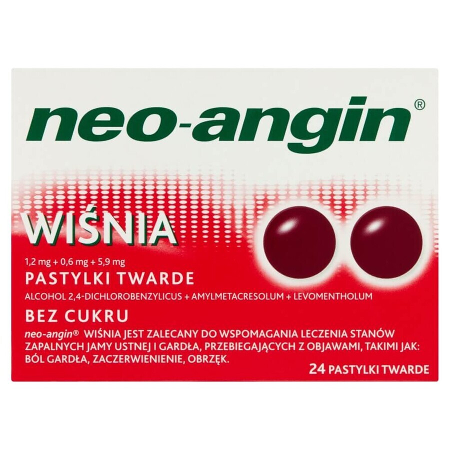 Neo-Angin Kers 1,2 mg + 0,6 mg + 5,9 mg, 24 harde zuigtabletten