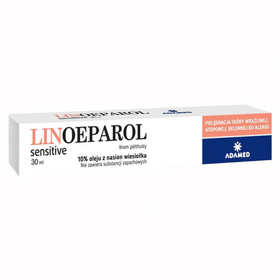 Linoeparol Sensitive, crème semi-grasse, peaux sensibles, atopiques et sujettes aux allergies après 3 ans, 30ml