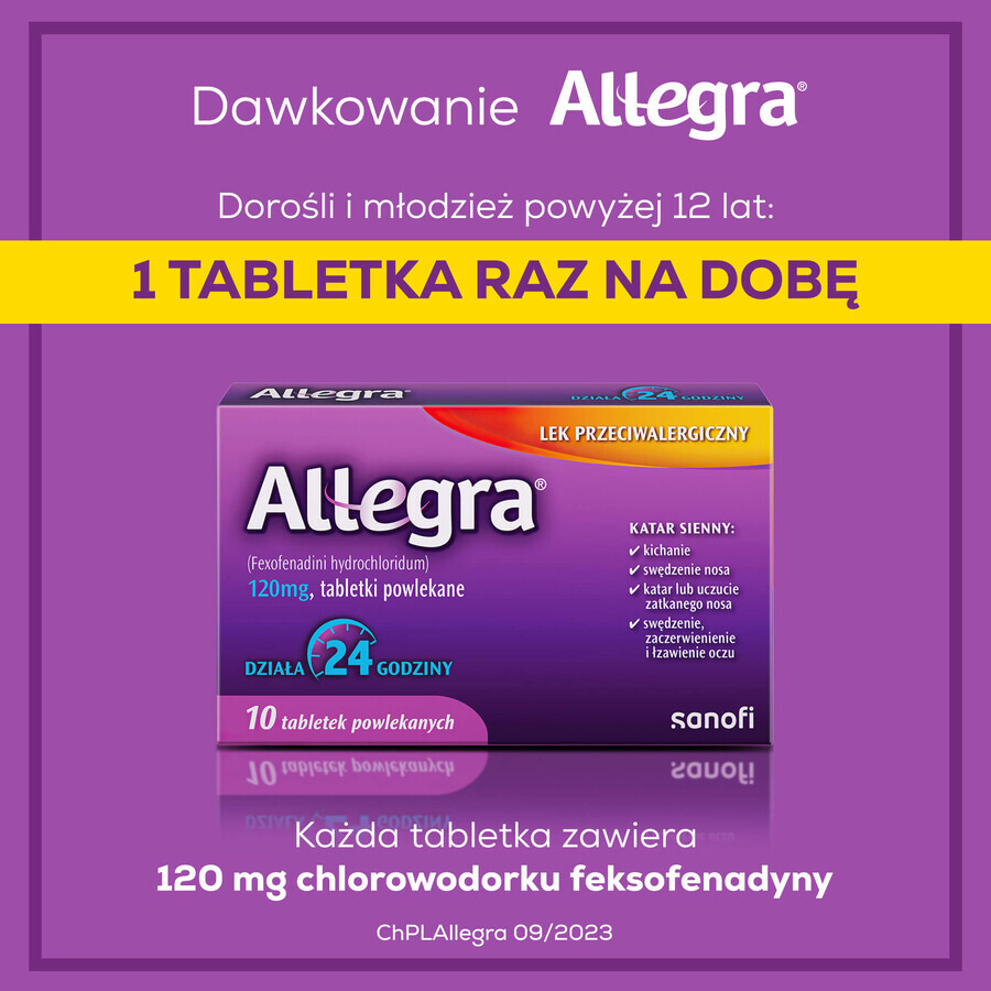 Allegra 120 mg, 10 filmomhulde tabletten