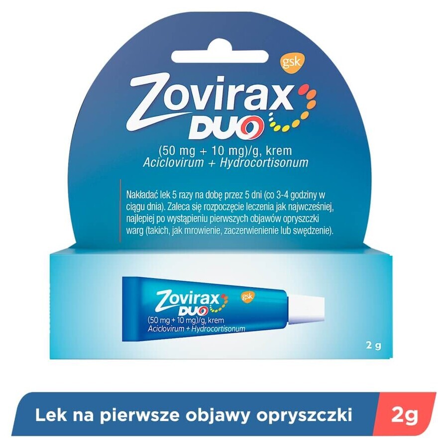 Zovirax Duo (50 mg + 10 mg)/g, cream, 2 g