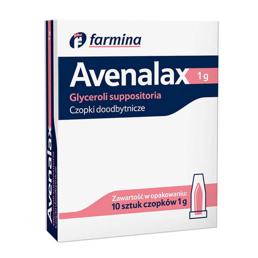 Avenalax Glyceroli Suppositoria 1 g, glycerol zetpillen, 10 stuks